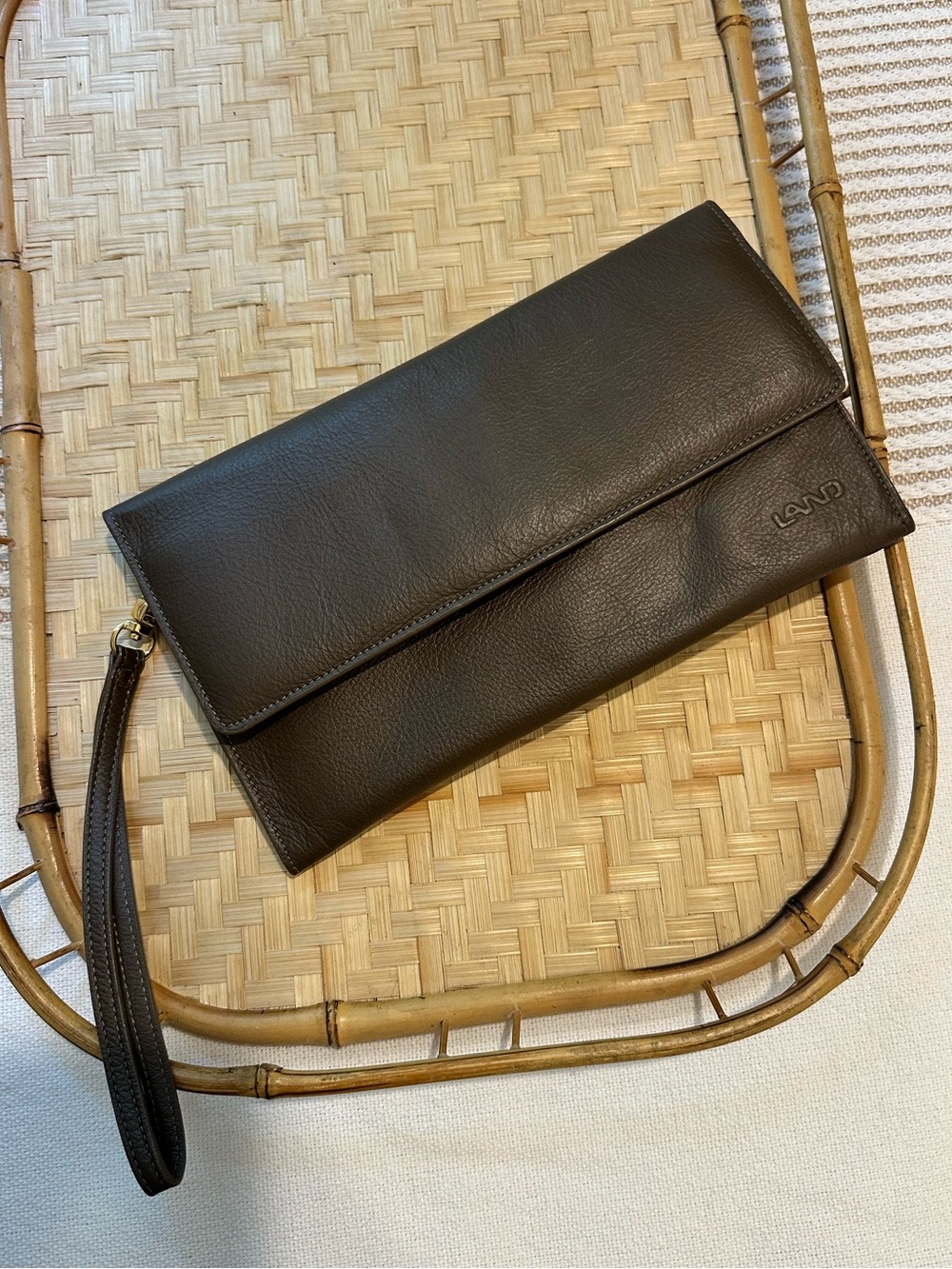 LAVO Dark Brown Leather Wristlet Clutch